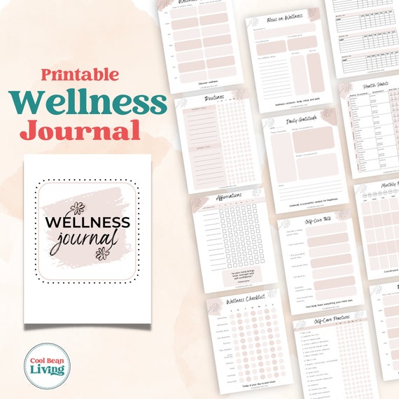 Printable Wellness Journal | Self-Care Planner | Wellness Habit Tracking Workbook