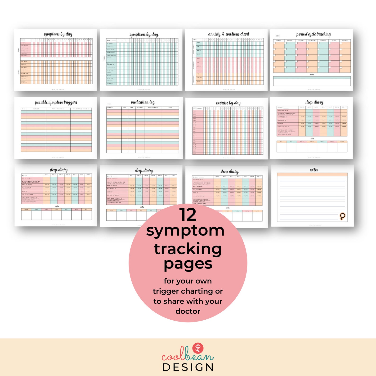 Printable Menopause Symptoms Tracking Journal Chart Symptoms, Emotions
