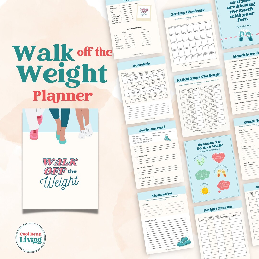 Walk off the Weight Planner | Printable Weight Loss Tracker | Walking Journal - Etsy