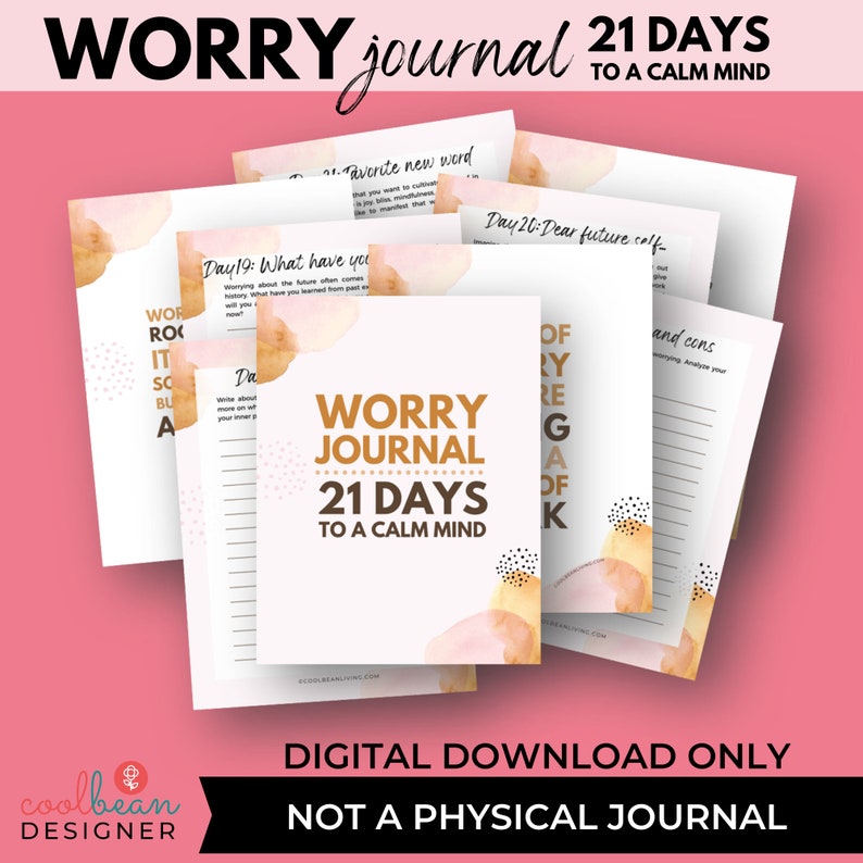 Worry Journal.pdf Worry Journal Anxiety Relief Printable Wellness and Mind Calming 21 Day ...
