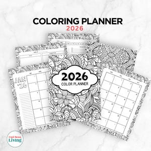 2026 Coloring Planner: Mandala Designs, Daily Priorities (PDF Download)