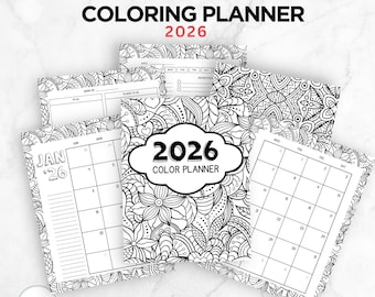 2026 Coloring Planner: Mandala Designs, Daily Priorities (PDF Download)