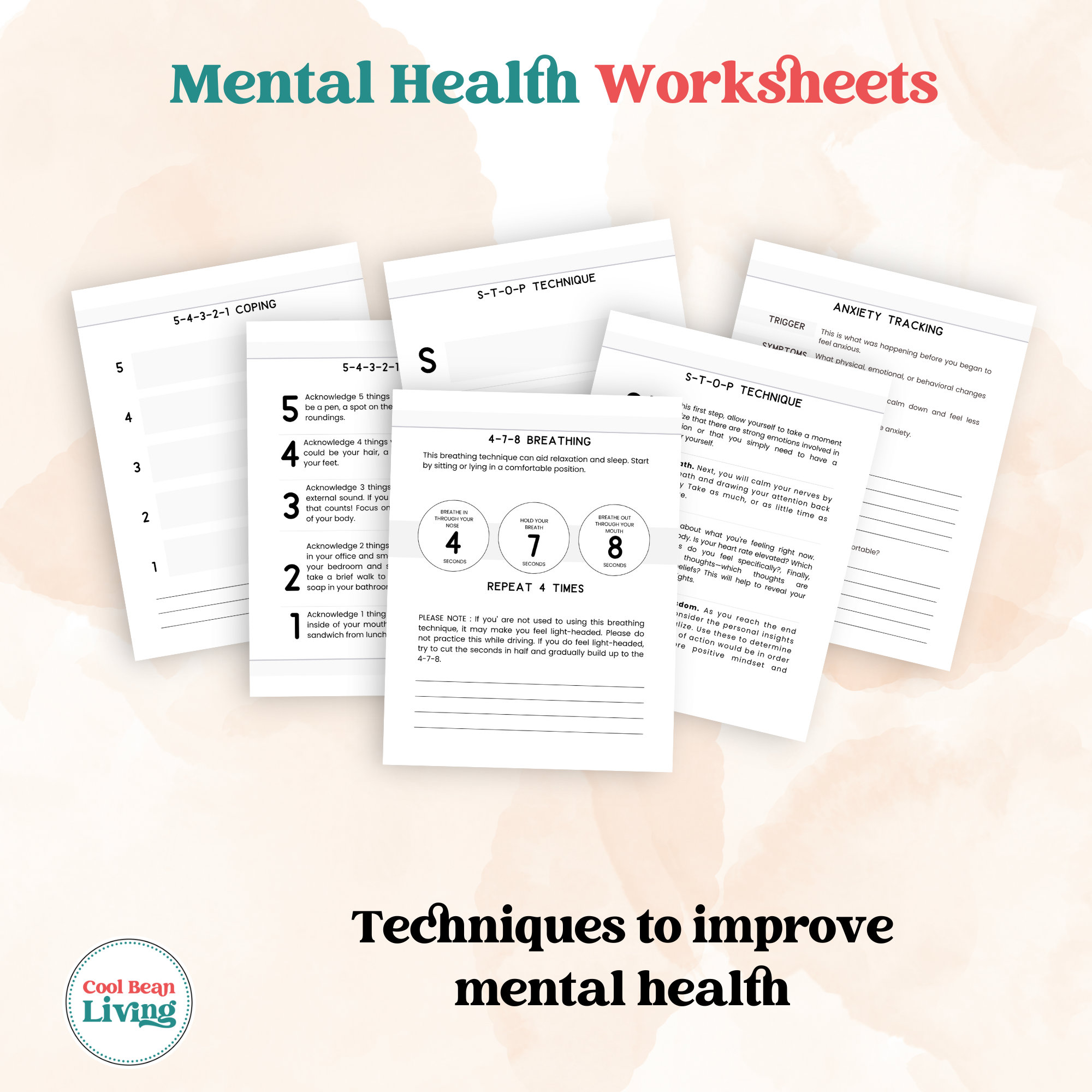 Mental Health Worksheets | Coping Skills and Anxiety Tracking Workbook ...