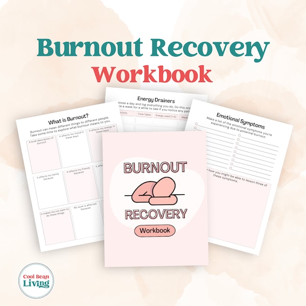 Burnout Recovery Workbook | Printable Stress Management Worksheets for Reducing Mental and Physical Fatigue