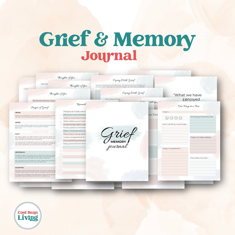 Grief Journal Printable Bereavement Therapy Grief and Loss Memory Journal imagem 1