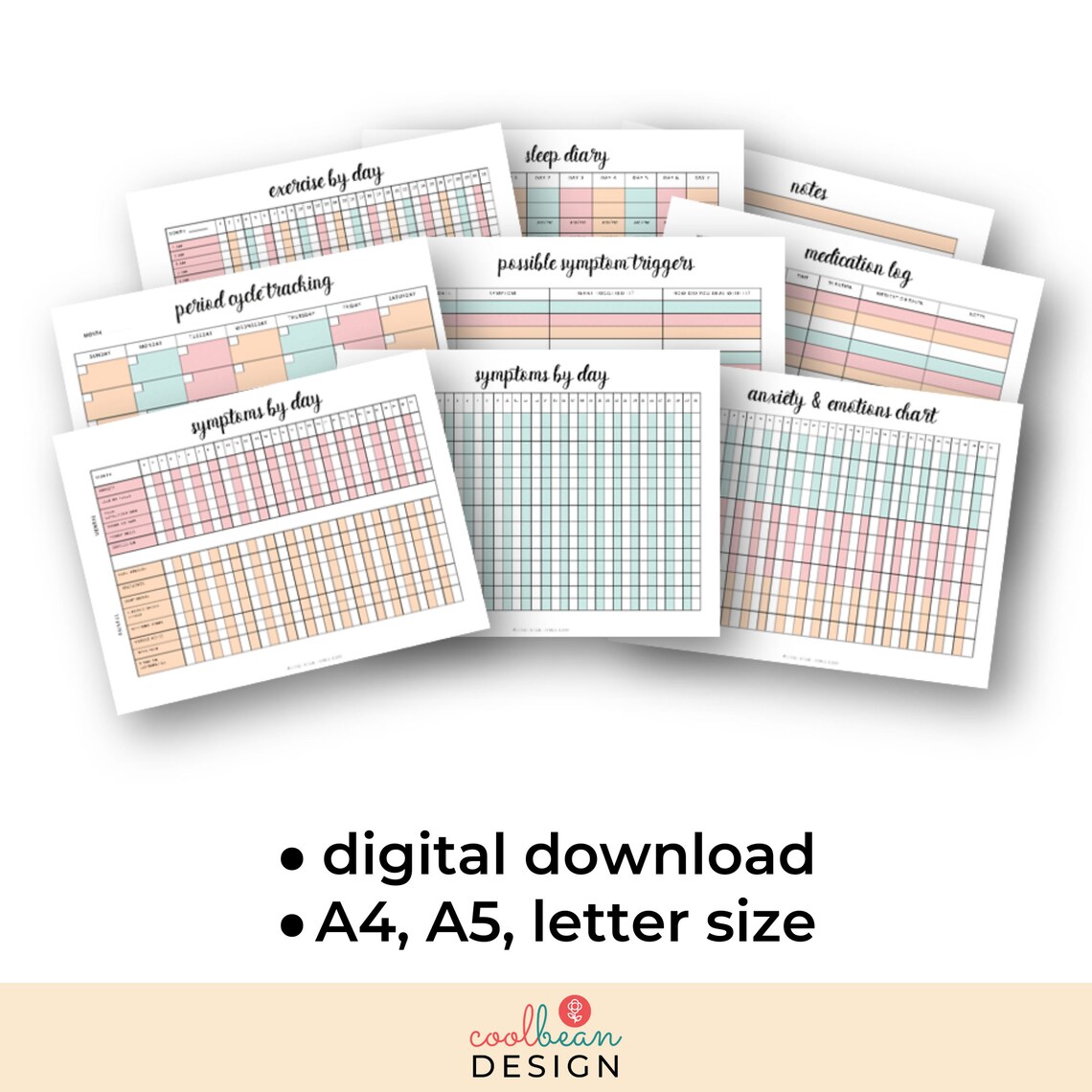 Printable Menopause Symptoms Tracking Journal Chart Symptoms, Emotions