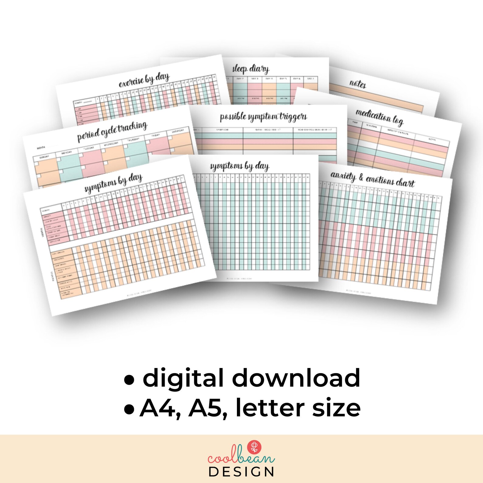 Printable Menopause Symptoms Tracking Journal Chart Symptoms, Emotions