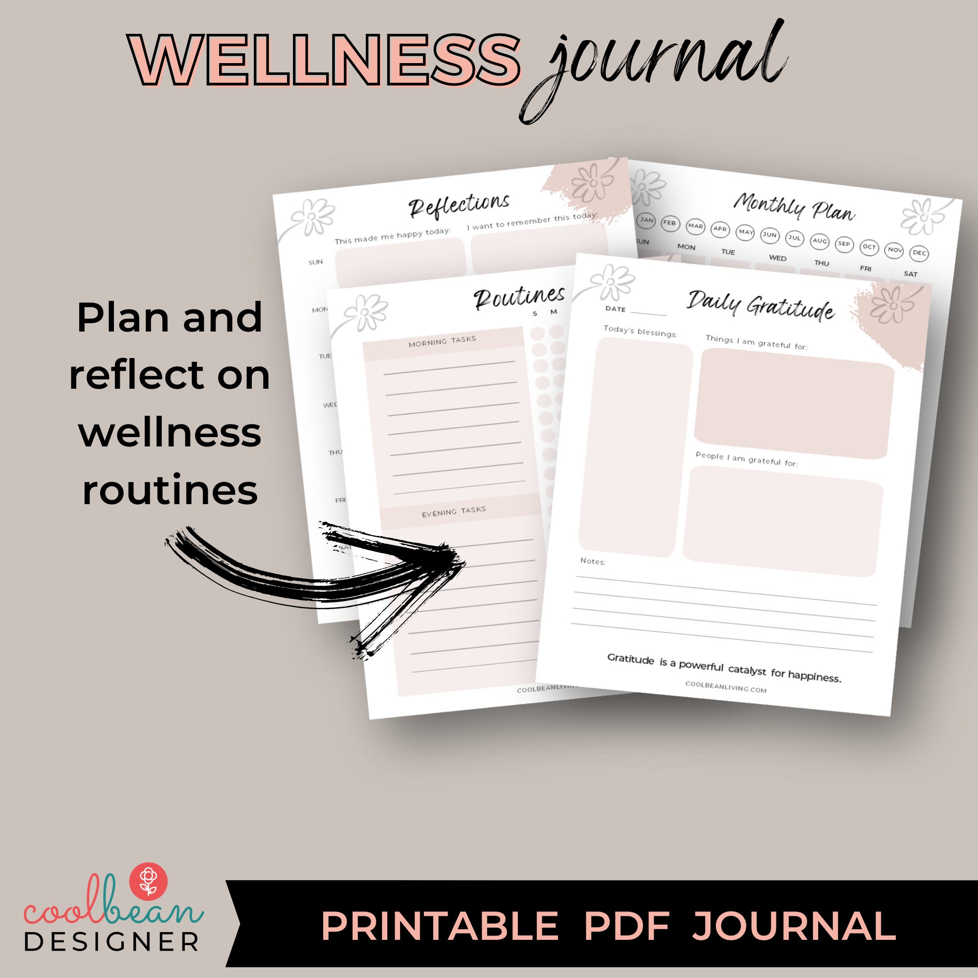 Printable Wellness Journal | Self-care Planner | Wellness Habit ...