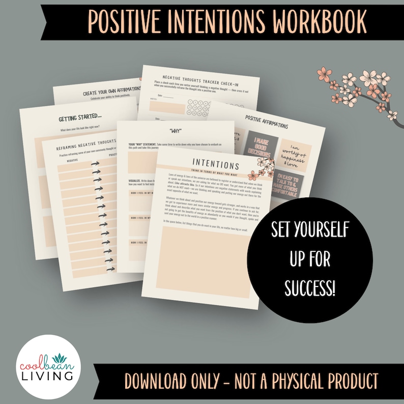 Write Your Intention Worksheet.pdf Positive Intentions Workbook With Printable Mindset Reframing ...