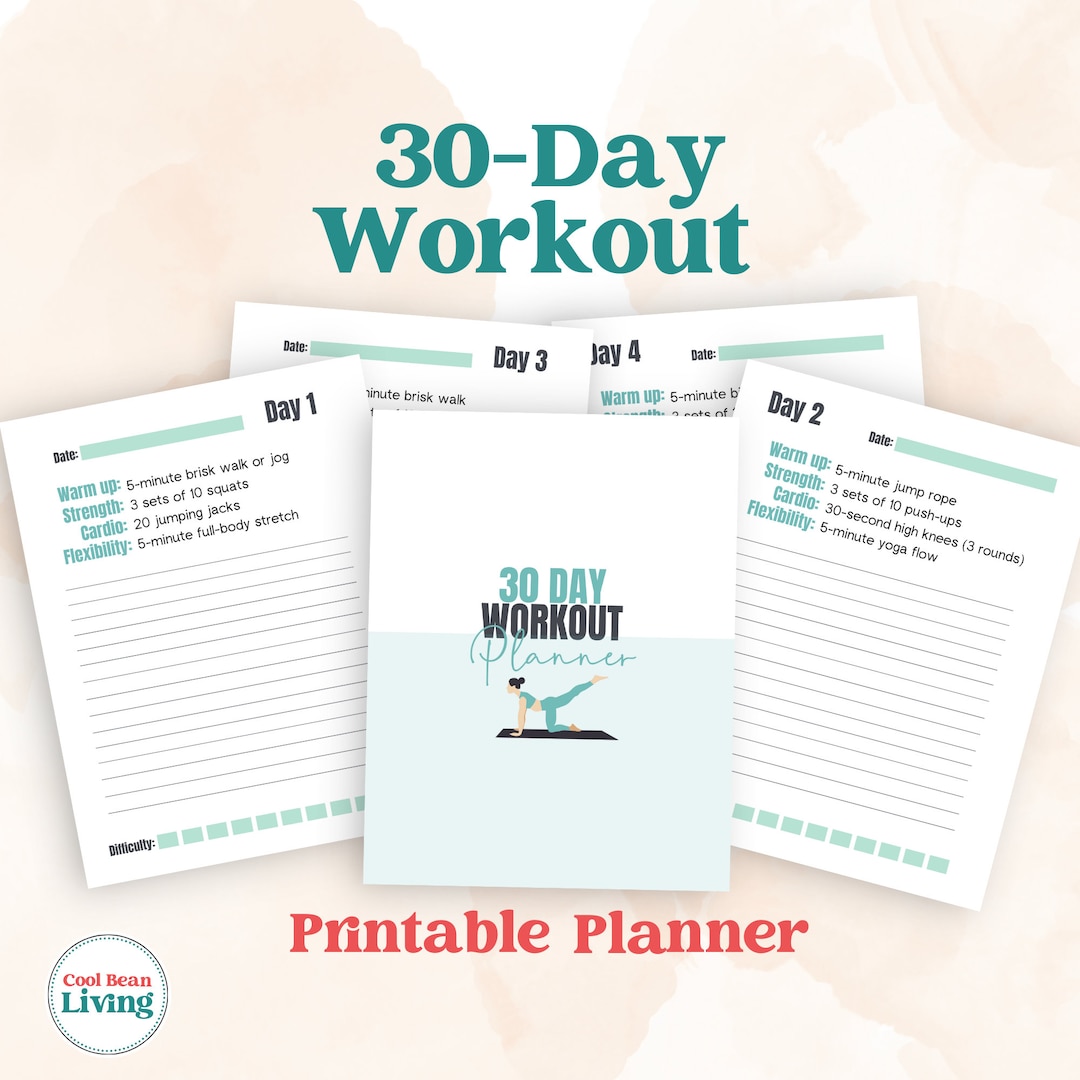 Printable Workout Planner | 30-day Fitness Challenge | Exercise Plan - Etsy