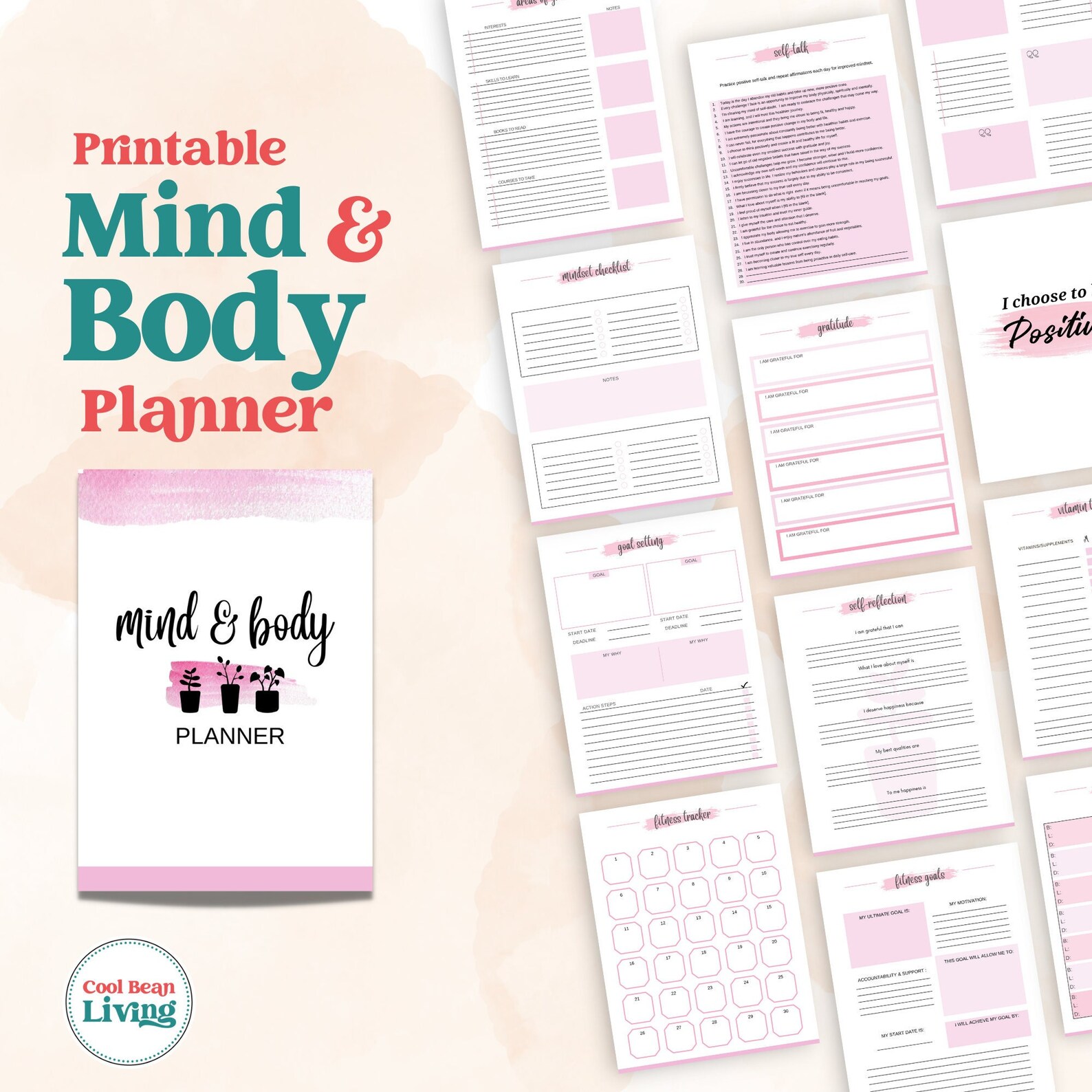 Mind and Body Planner | Printable Self-care Goal Journal | Wellness ...