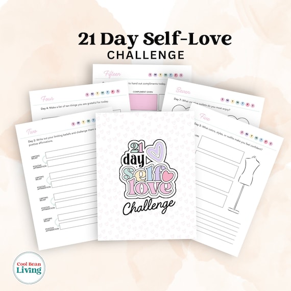 21-Day Self-Love Challenge | Printable Learn to Love Yourself Worksheets and Journal