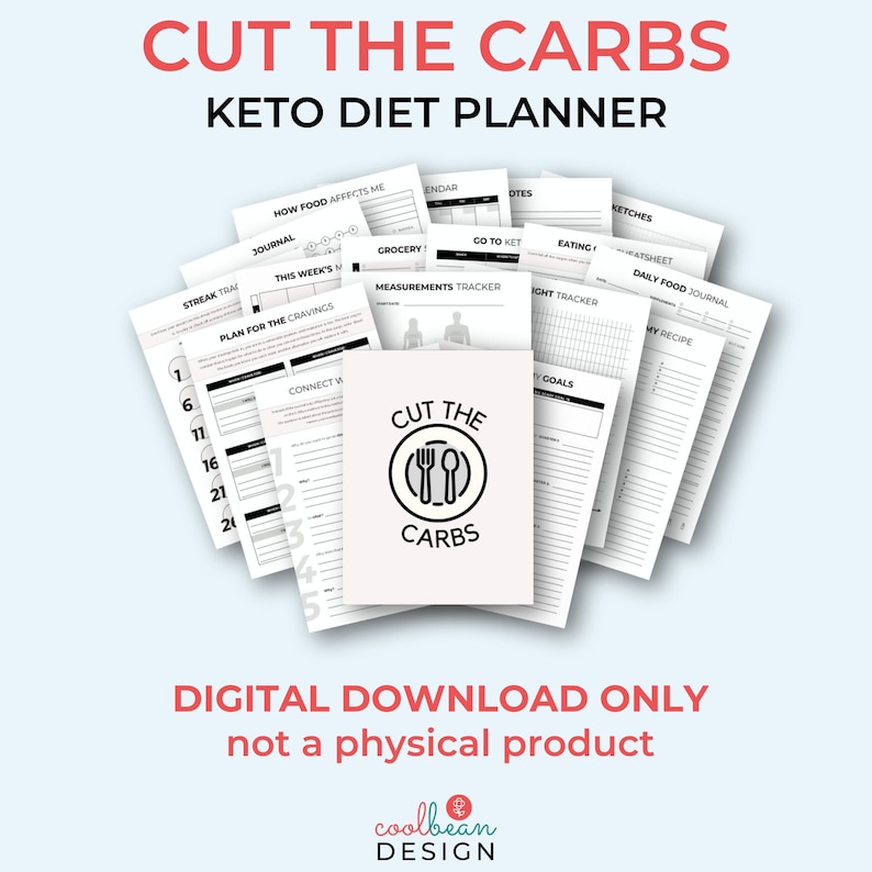 Printable Cut the Carbs Planner Keto Diet Planner Lowcarb Weight Loss
