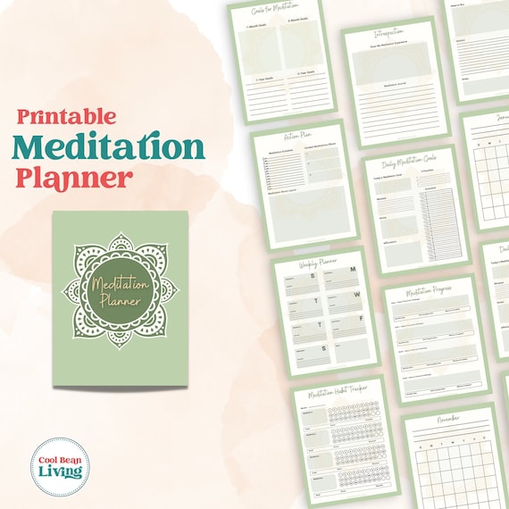 Meditation Planner | Printable Daily Mindfulness Diary | Wellness Journal