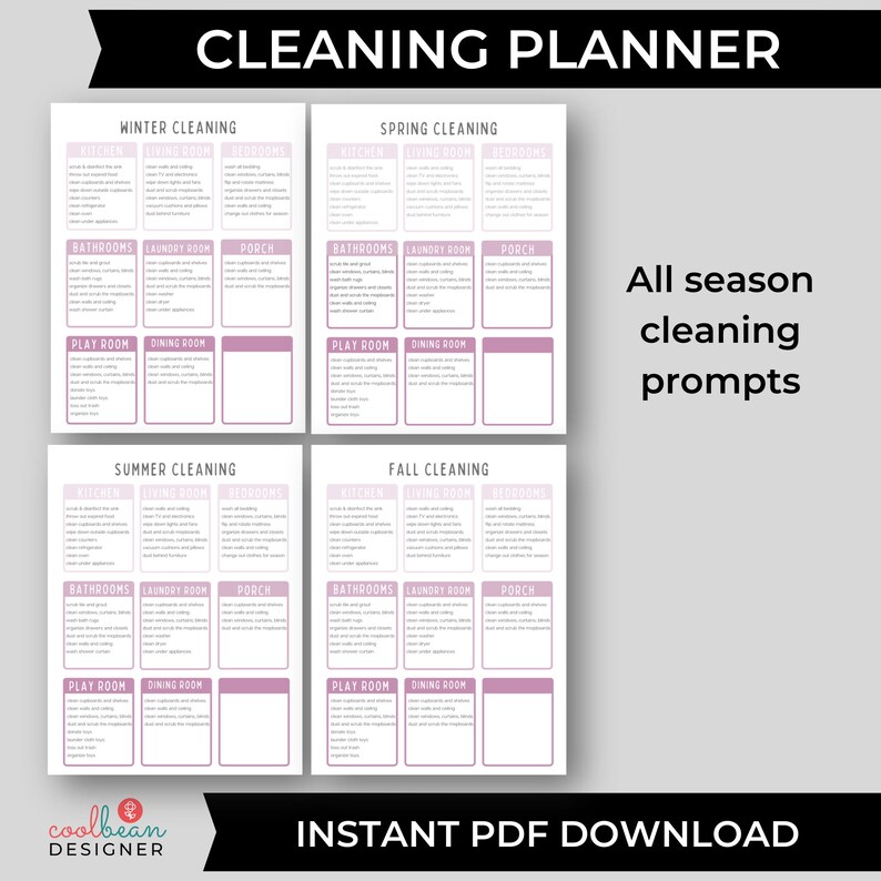 printable all-season cleaning planner