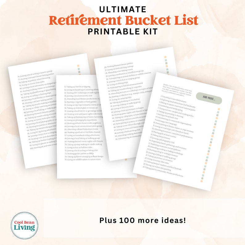 Ultimate Retirement Bucket List Kit | Printable Planner for Living Life ...