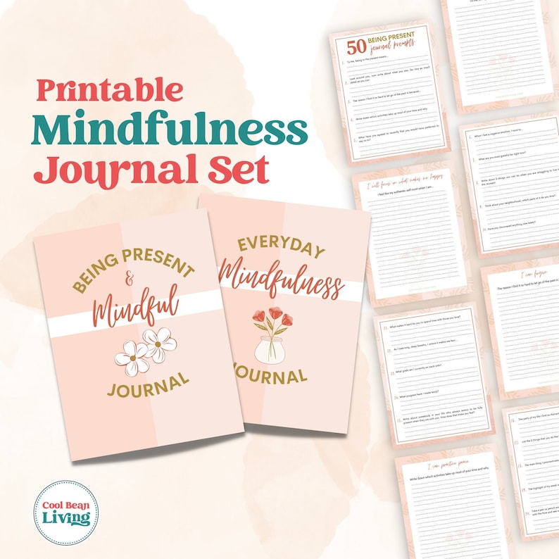 Everyday Mindfulness Journal Set | Self-Care & Wellness Printables | Living In The Moment image 1