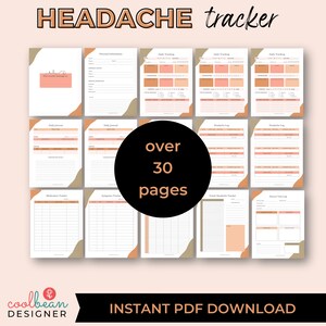 printable chronic headache tracker with over 30 pages