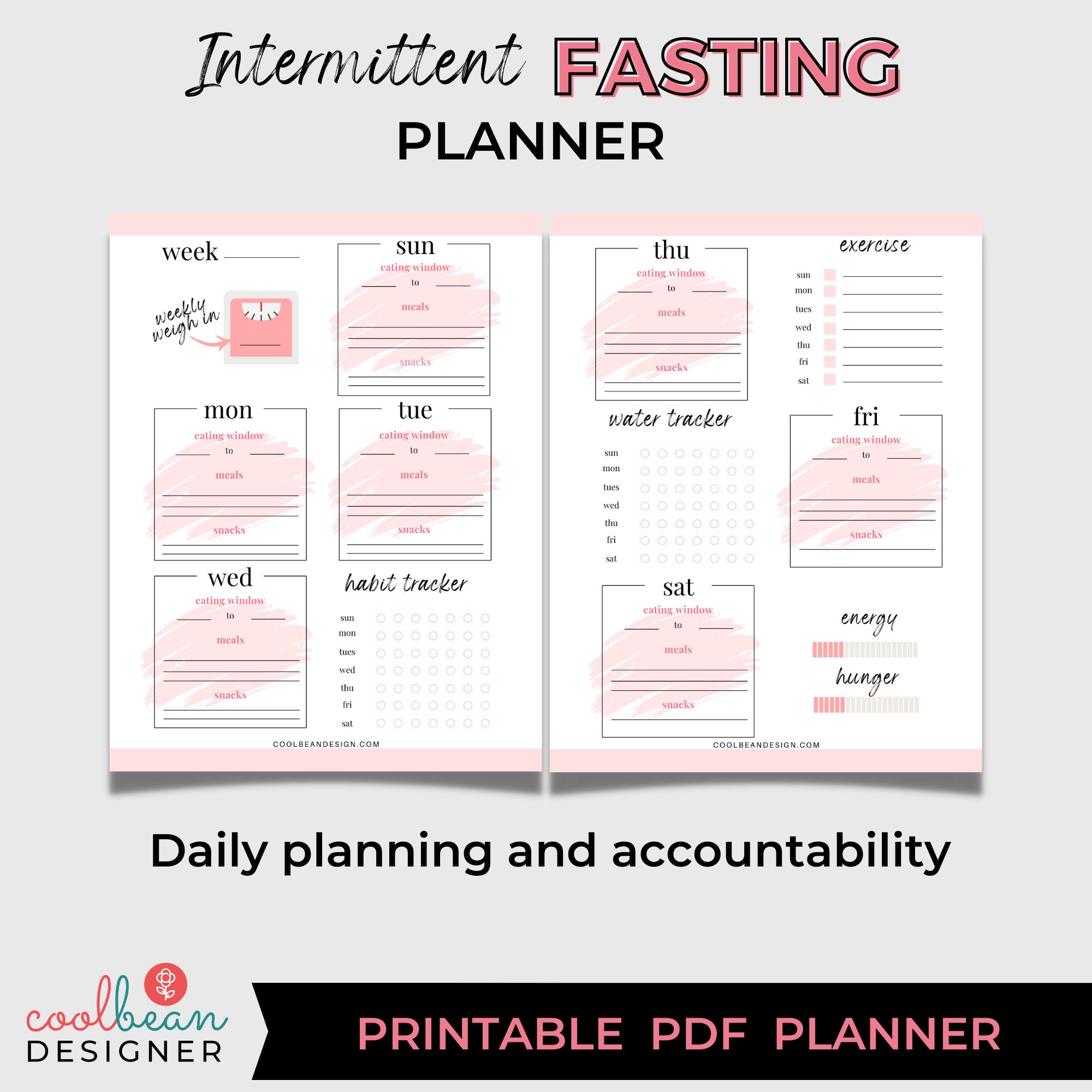 Intermittent Fasting Planner | Printable Fasting Lifestyle Organizer ...