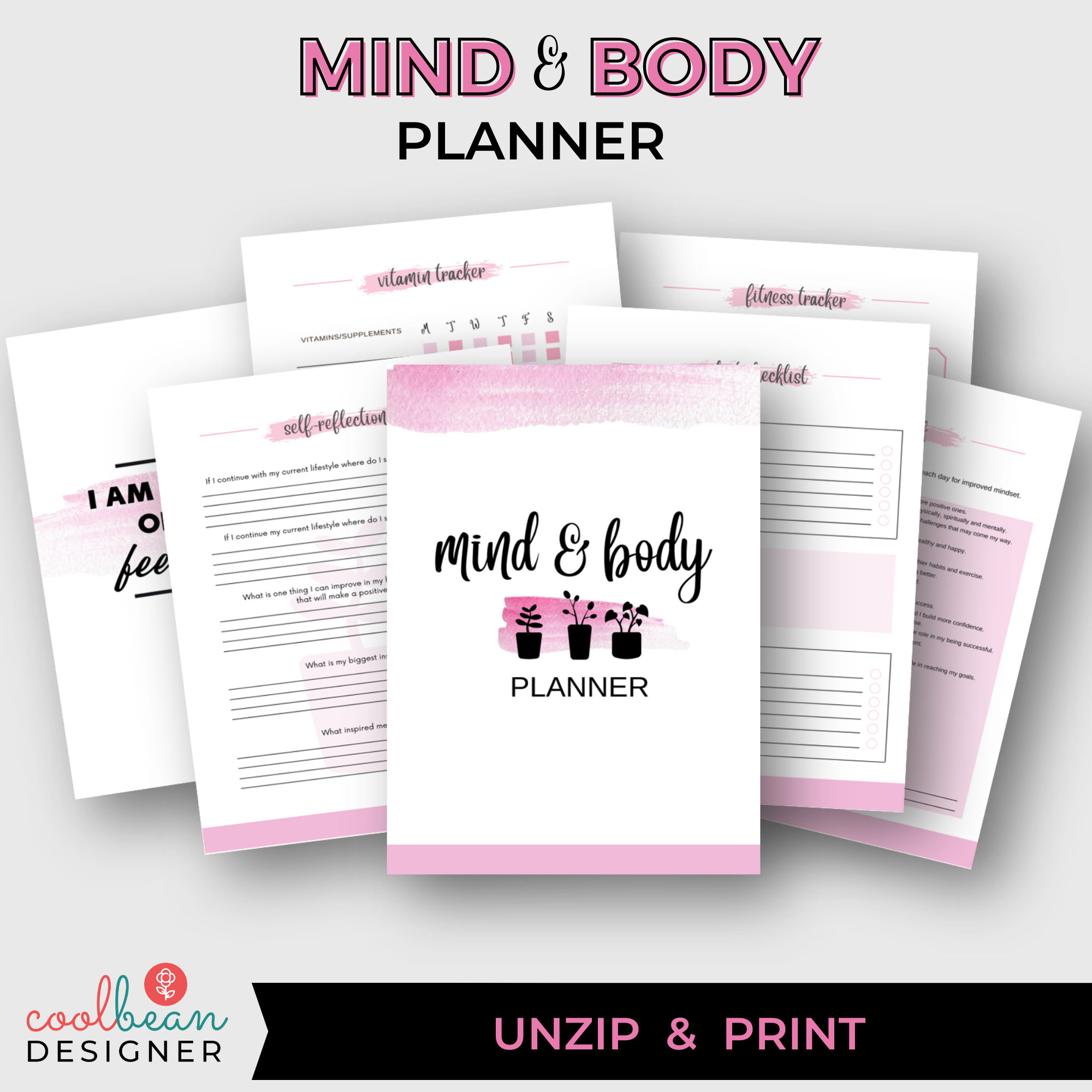 Mind and Body Planner | Printable Self-care Goal Journal | Wellness ...