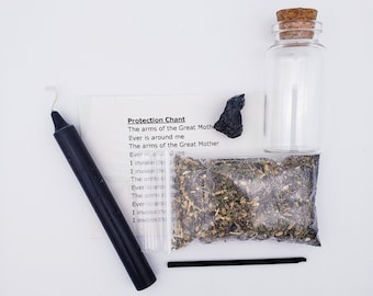 Mini Protection Spell Kit: Herbal Blend, Crystal & Candle