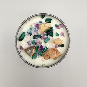 Imbolc Crystals Candles --- Homemade with Soy Wax &lt; 4 ounce reusable tin &gt;
