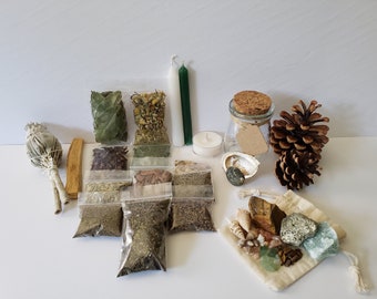 Money Spell Kit: Herbs, Crystals, Candles & Spell Bottles