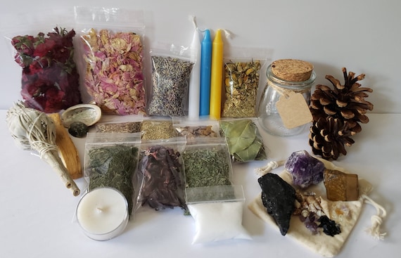 Anti-Anxiety Spell Kit: Herbs, Crystals, Flowers & Spell Jars