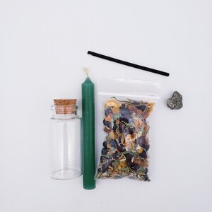 Mini Money Spell Kit: Herbal Blend, Crystal & Candle image 4