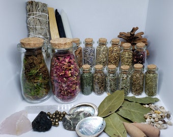 Witchcraft / Baby Witch Apothecary Starter Set / Gift Set Includes Crystals, Herbs, Flowers & Much More! Includes Free Shipping in USA