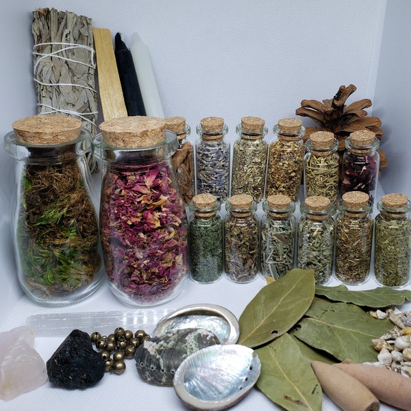 Witchcraft / Baby Witch Apothecary Starter Set / Gift Set Includes Crystals, Herbs, Flowers & Much More! Includes Free Shipping in USA