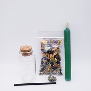 Mini Money Spell Kit: Herbal Blend, Crystal & Candle image 3
