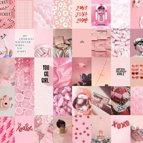 100 PRINTED 4x6 Wall Collage Kit Blush Pink Rose Aesthetic | Etsy