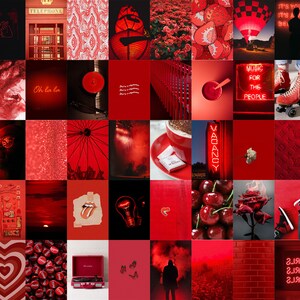 PRINTED 126 PCS Red Aesthetic Collage Wall Kit Neon Red - Etsy
