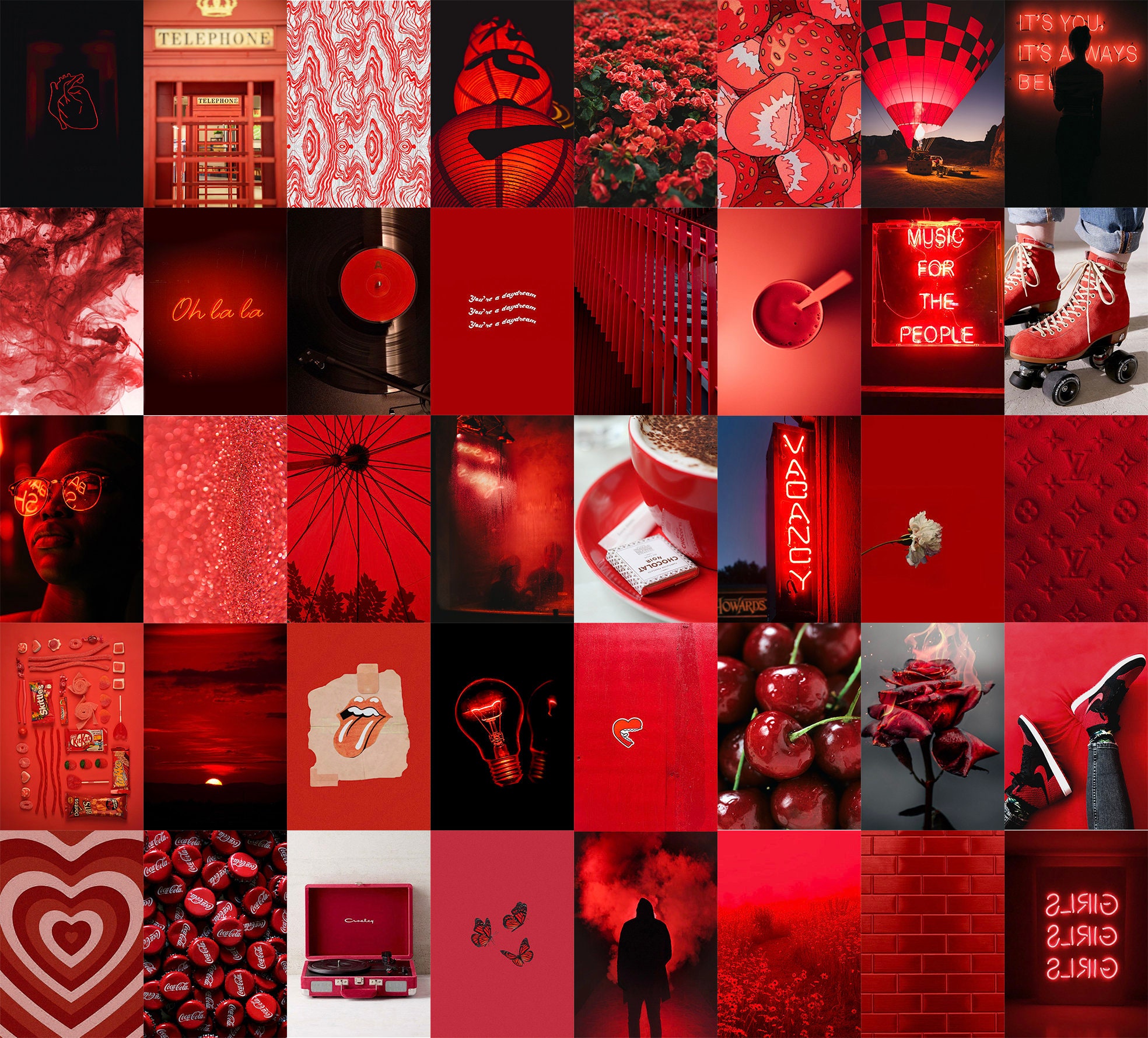 Neon Red Wall Collage Kit Etsy