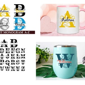 Split Monogram Alphabet SVG, DXF, PNG, Split Monogram Frame Alphabet, Cut File for Cricut, Silhouette, 26 Individual Svg Png Dxf Cut Files