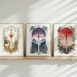 Maasiverse Set of 3 Bundle | TOG | ACOTAR | Crescent City | Fantasy Sword Art | Fantasy Bookish Wall Art Poster | Digital Prints