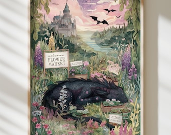 Mercado de flores de Abraxos / Flores silvestres / TOG / Arte mural literario / Arte fantástico / Impresiones de pósteres