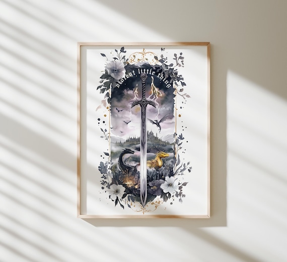 Fourth Wing Art Print | Violent Little Thing | Rebecca Yarros | Fantasy Sword Art | Fantasy Bookish Wall Art Poster | Poster Prints