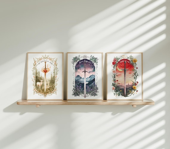 Maasiverse Set of 3 Bundle | TOG | ACOTAR | Crescent City | Fantasy Sword Art | Fantasy Bookish Wall Art Poster | Digital Prints