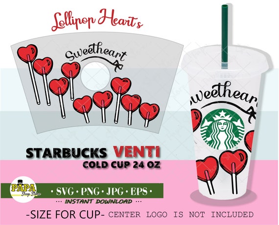 Download Lollipop Heart Starbuck Cold Cup Svg Full Wrap Sweet Heart Etsy