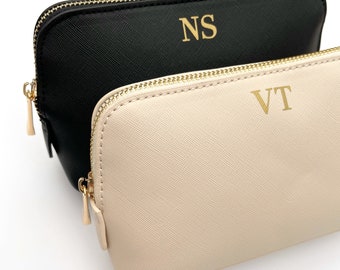 Personalised Makeup Bag: Faux Leather Cosmetic Travel Organiser,Gift for Her, Cosmetics Toiletries Case