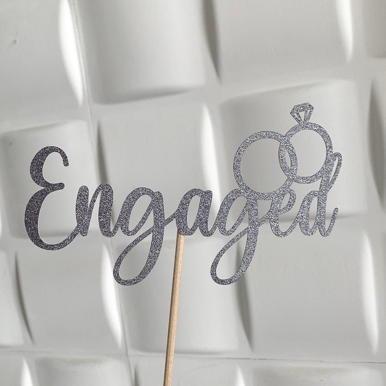ENGAGEMENT CAKE TOPPER Engaged Ring Cake Topper Glitter Cake Etsy UK