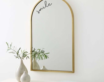 Smile Mirror Decal: Encouragement Vinyl Sticker, Bathroom Decor