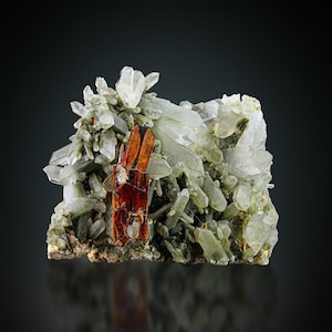 Interesting Brookite crystal perched on Chlorine quartz Matrix from Baluchistan, Pakistan.