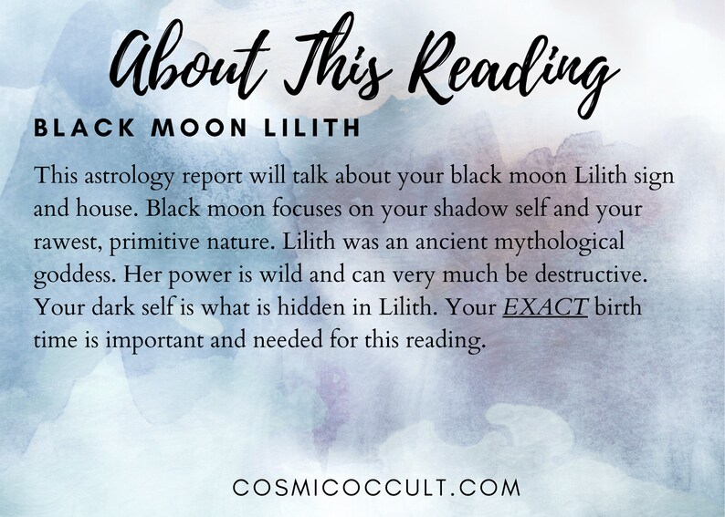 Astrology Natal Chart Black Moon Lilith Report Etsy