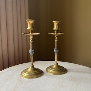 Vintage Beehive Brass Candle Holders Set Of Two