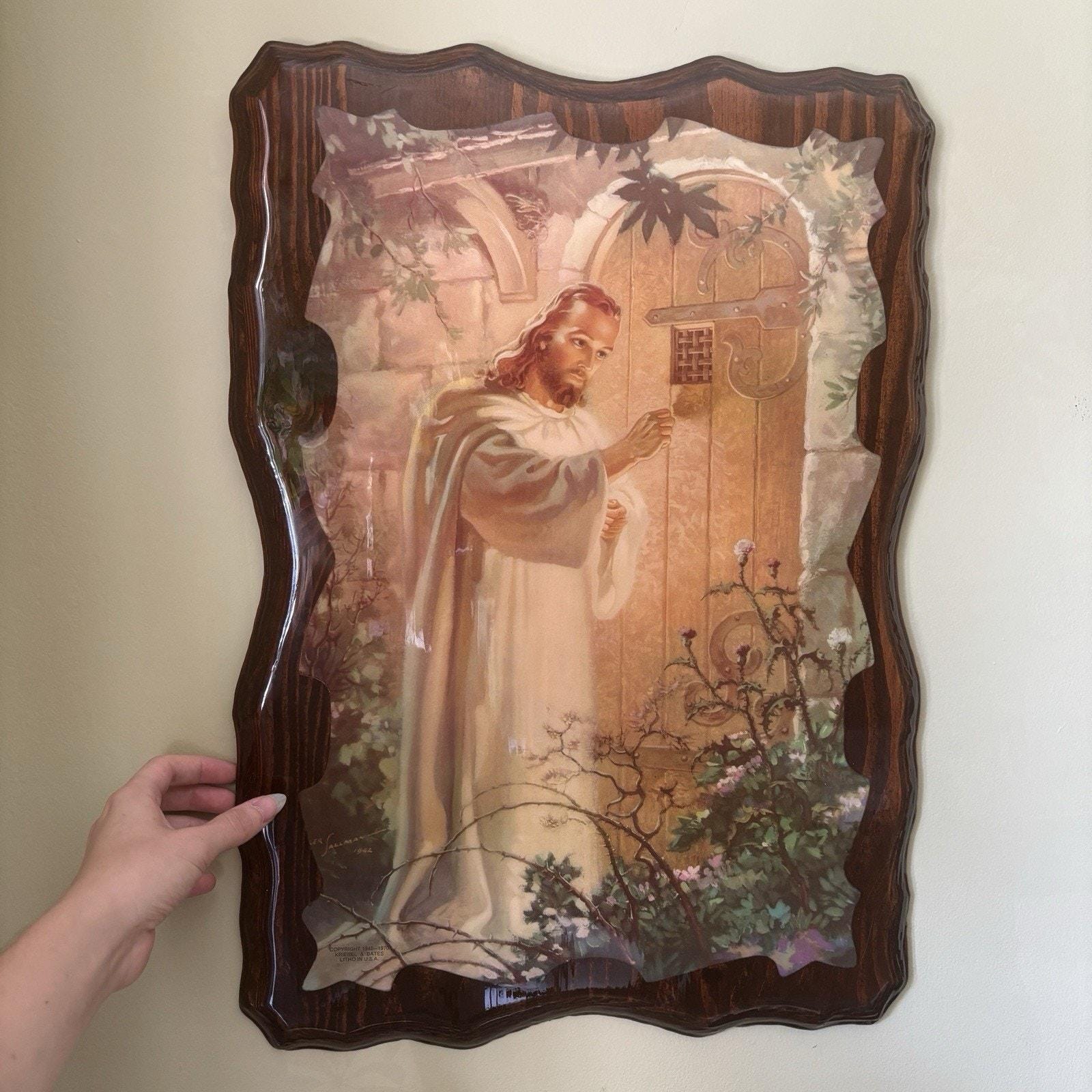 Warner Stallman Christ At Hearts Door Lacquered Litho On Wood Kriebel & Bates
