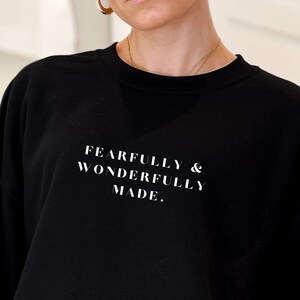 Christian Sweatshirt, Christian Clothing, Christian Crewneck, Faith Apparel, Bible Verse Shirt, Christian gift | Fearfully Made Sweatshirt