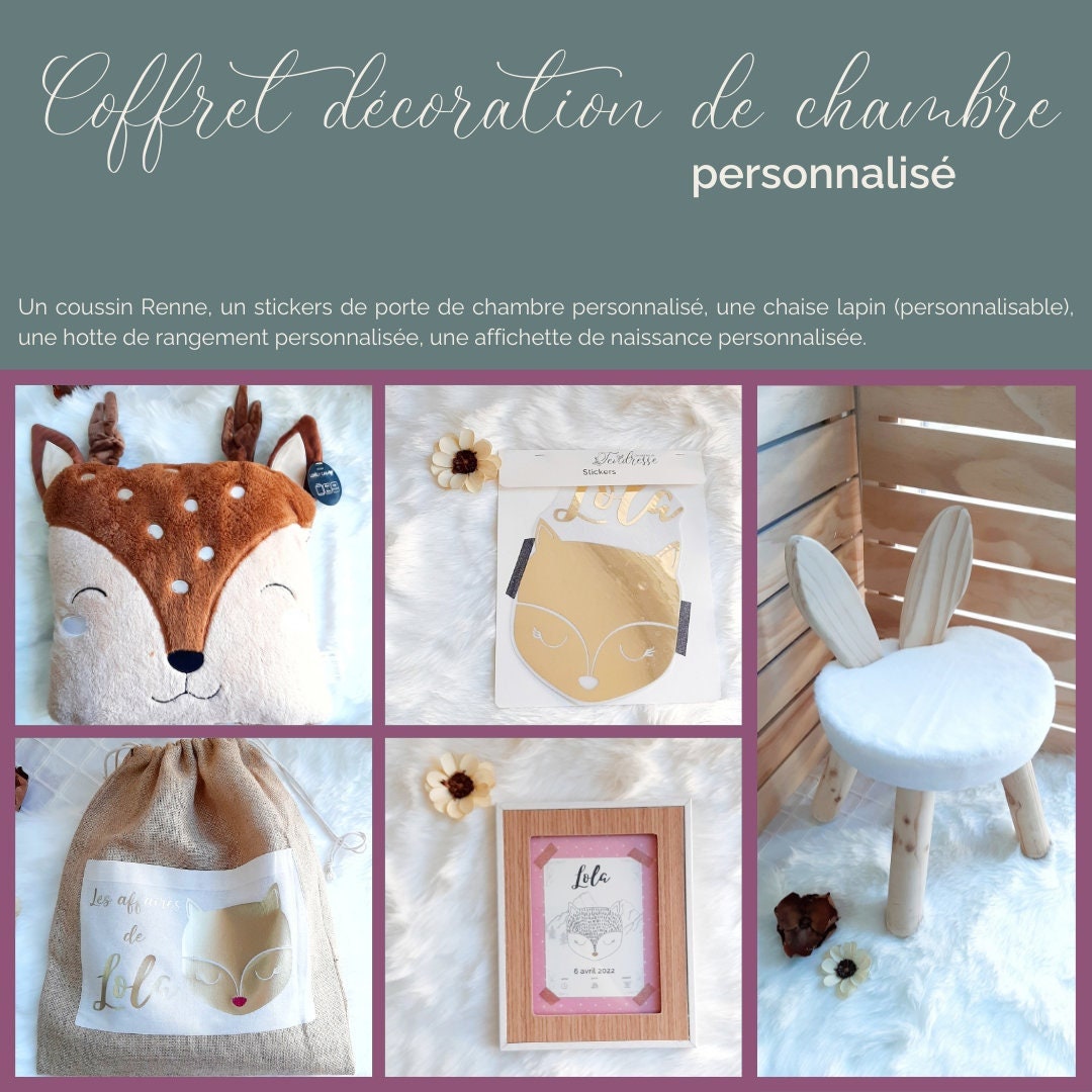 Décoration Chambre d'enfant Thème Animaux de La Forêt I Décoration Bébé Coussin Enfant Décoratif Poc